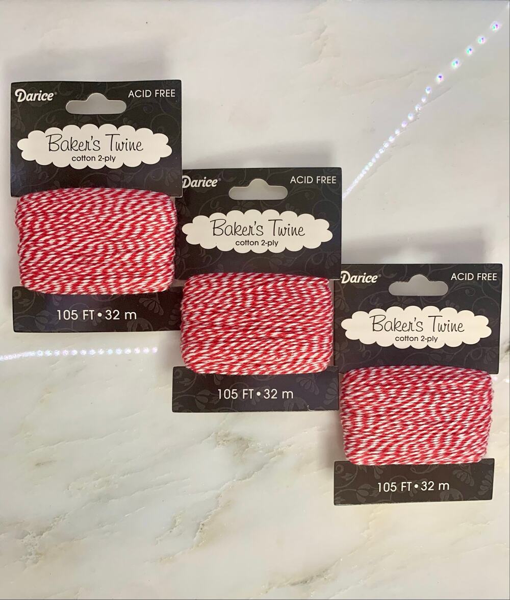 Darice Bakers Twine, Red and White, 3 Packs, 315 Feet Total, Crafts Gift Wrap